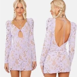 For Love And Lemons Purple Backless Mini Dress